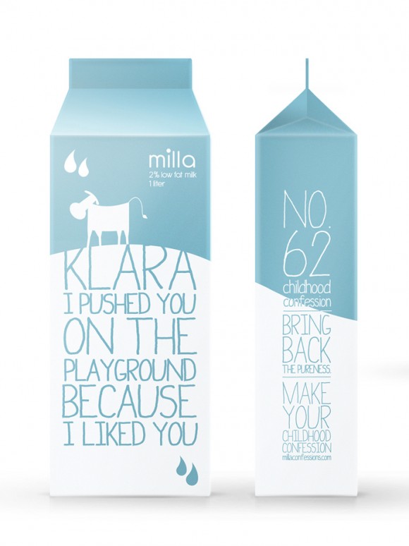 packaging creativo, leche con historia